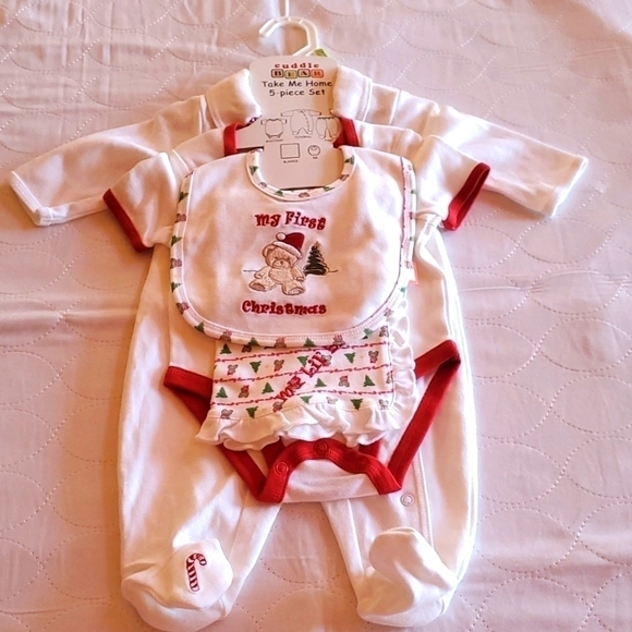 Cuddle Bear Take Me Home 4 piece My First Christmas Sz. 0-3 months Set - Picture 1 of 10